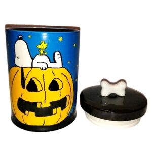 💕9" Ceramic Jar Peanuts Snoopy & Woodstock Snack/Cookie/Treat Container NWT